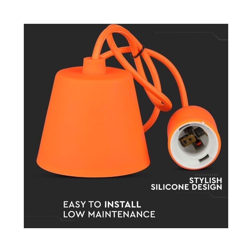 Lampadario su filo 1xE27/60W/230V arancione