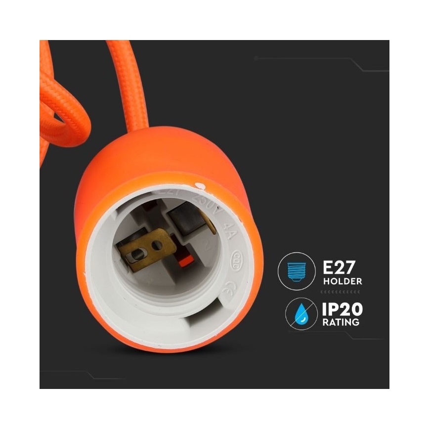 Lampadario su filo 1xE27/60W/230V arancione