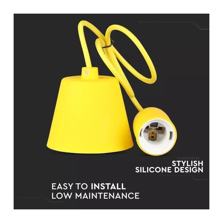 Lampadario su filo 1xE27/60W/230V giallo
