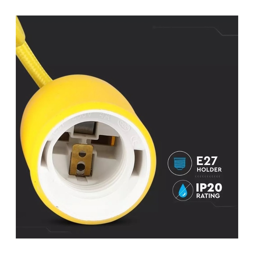 Lampadario su filo 1xE27/60W/230V giallo