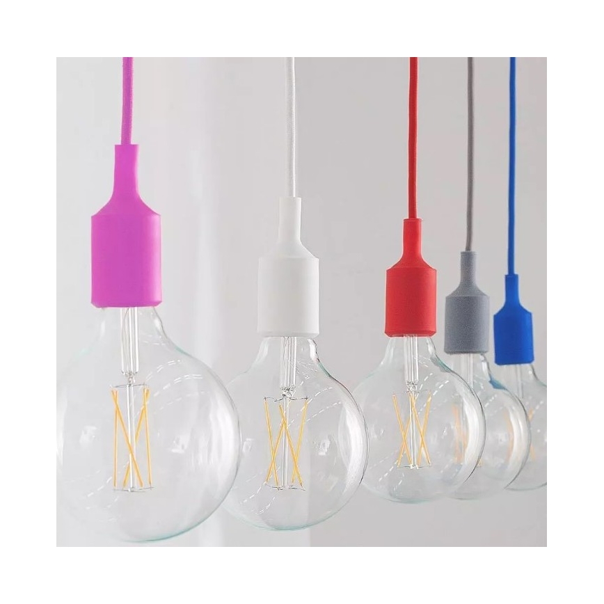 Lampadario su filo 1xE27/60W/230V rosa