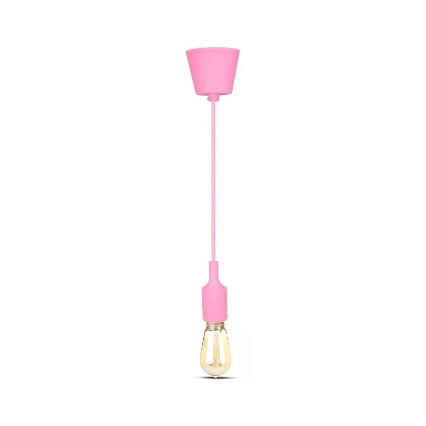 Lampadario su filo 1xE27/60W/230V rosa