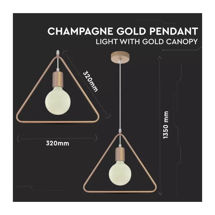 Lampadario su filo 1xE27/60W/230V triangolo