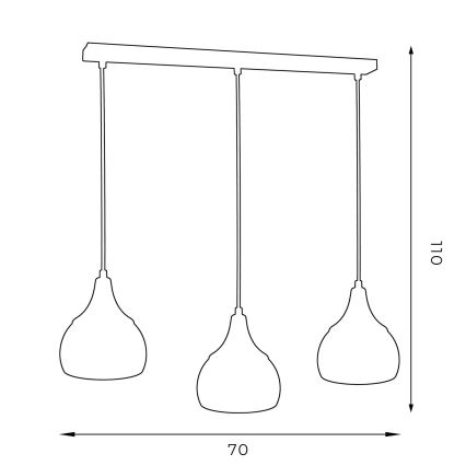 Lampadario su filo AKTAN 3xE27/60W/230V nero