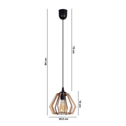Lampadario su filo BERGO 1xE27/60W/230V nero