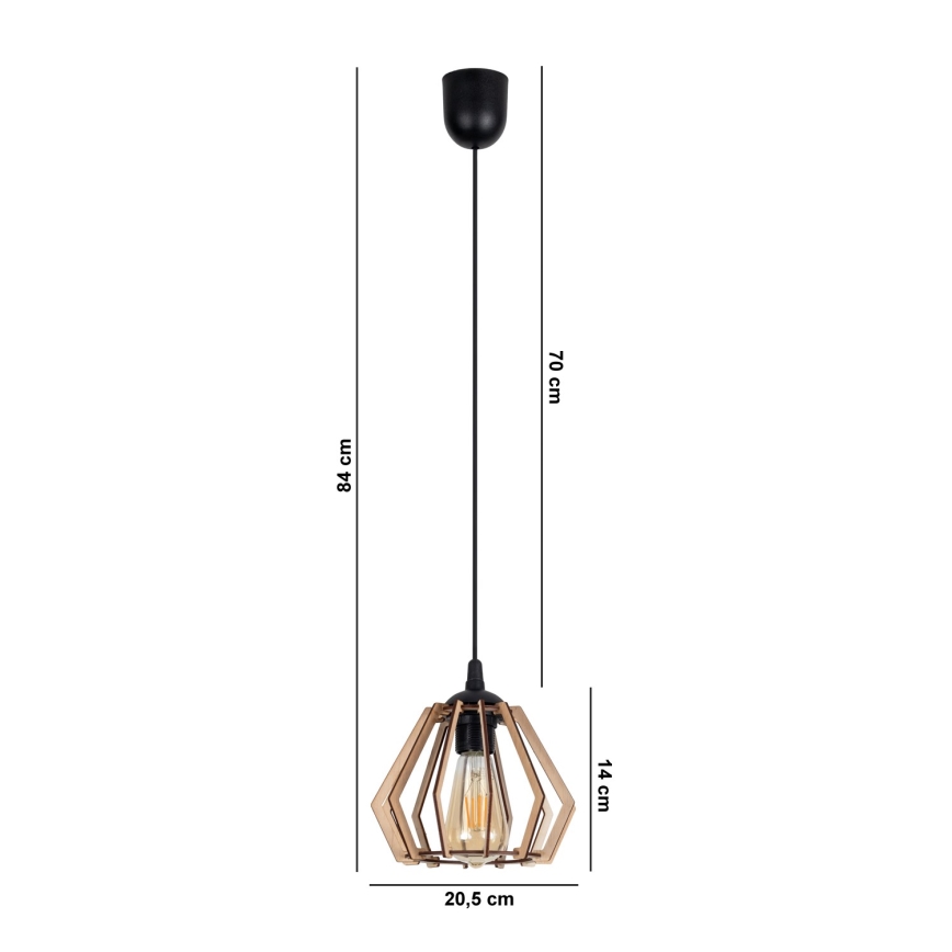 Lampadario su filo BERGO 1xE27/60W/230V nero