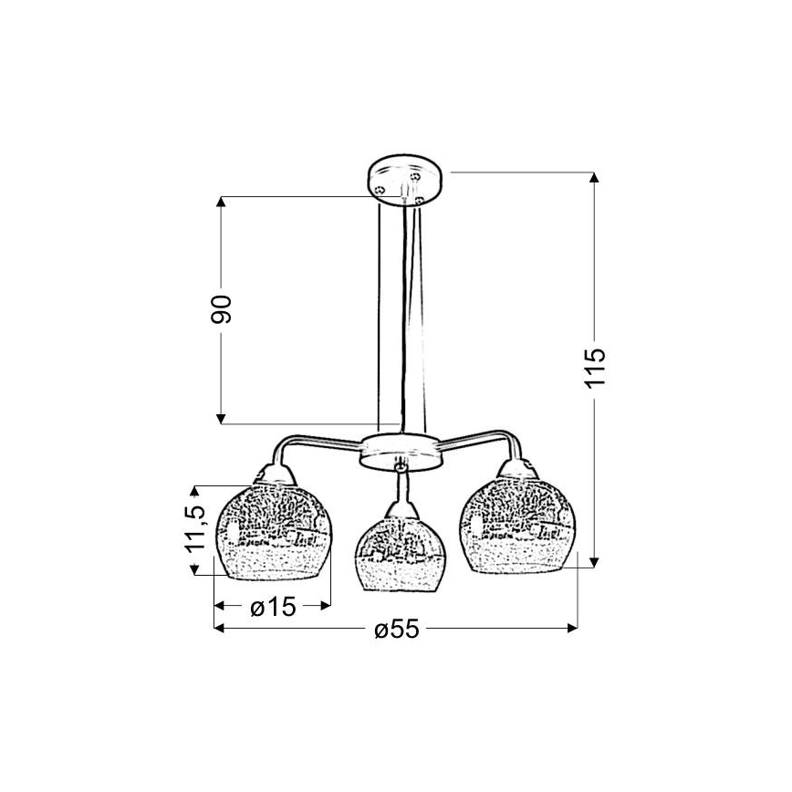 Lampadario su filo CROMINA 3xE27/60W/230V