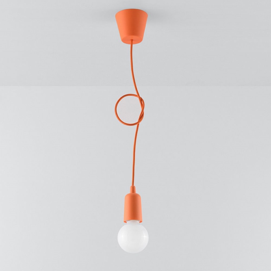 Lampadario su filo DIEGO 1xE27/60W/230V arancione