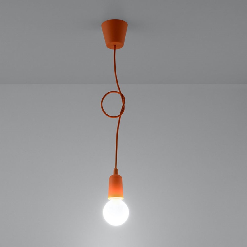 Lampadario su filo DIEGO 1xE27/60W/230V arancione
