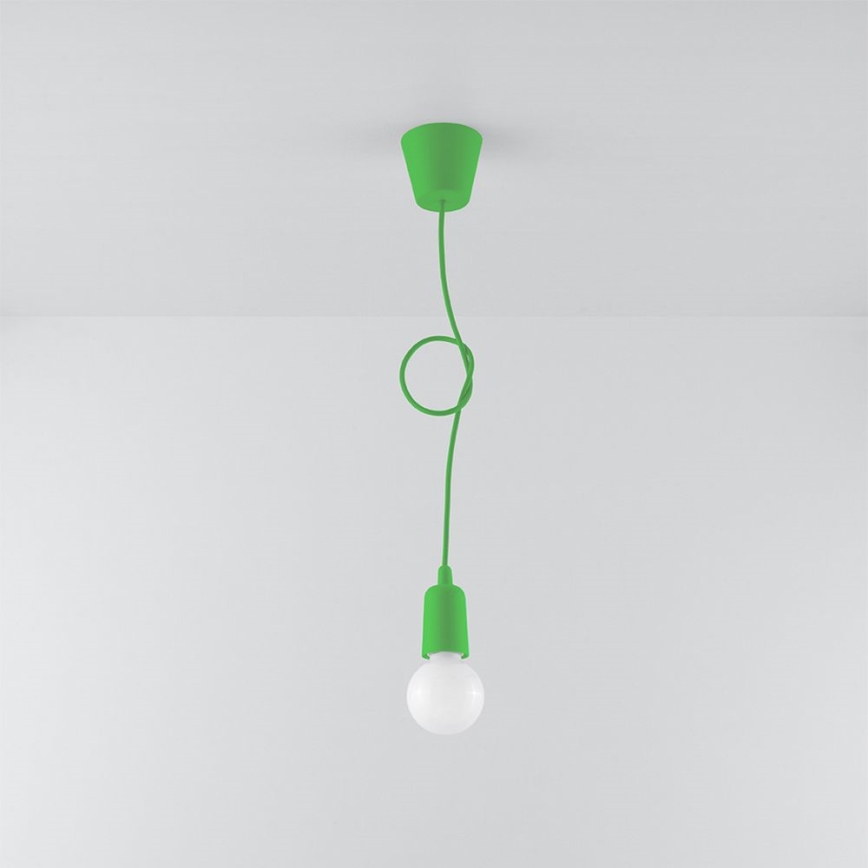 Lampadario su filo DIEGO 1xE27/60W/230V verde