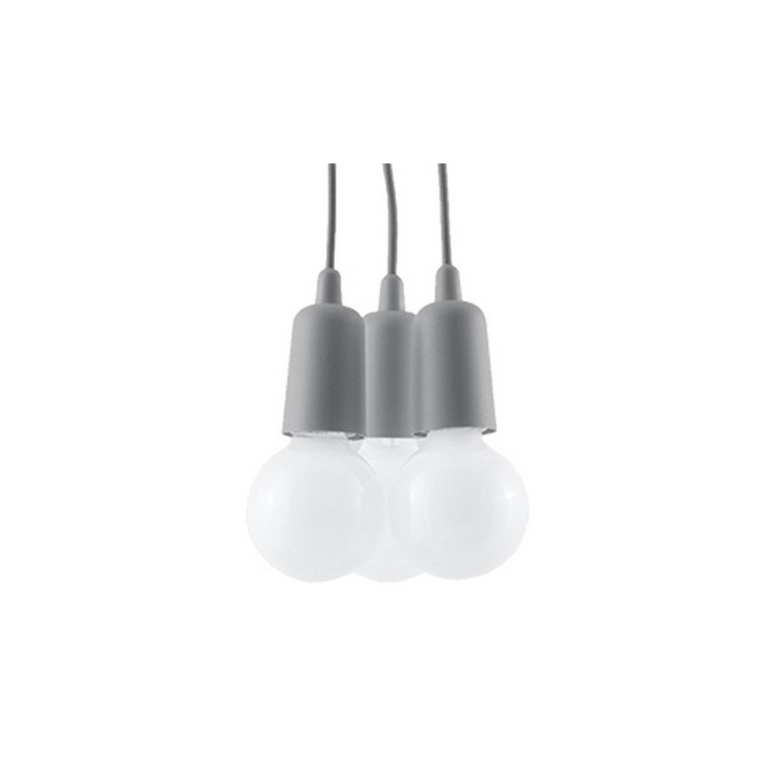 Lampadario su filo DIEGO 3xE27/60W/230V grigio