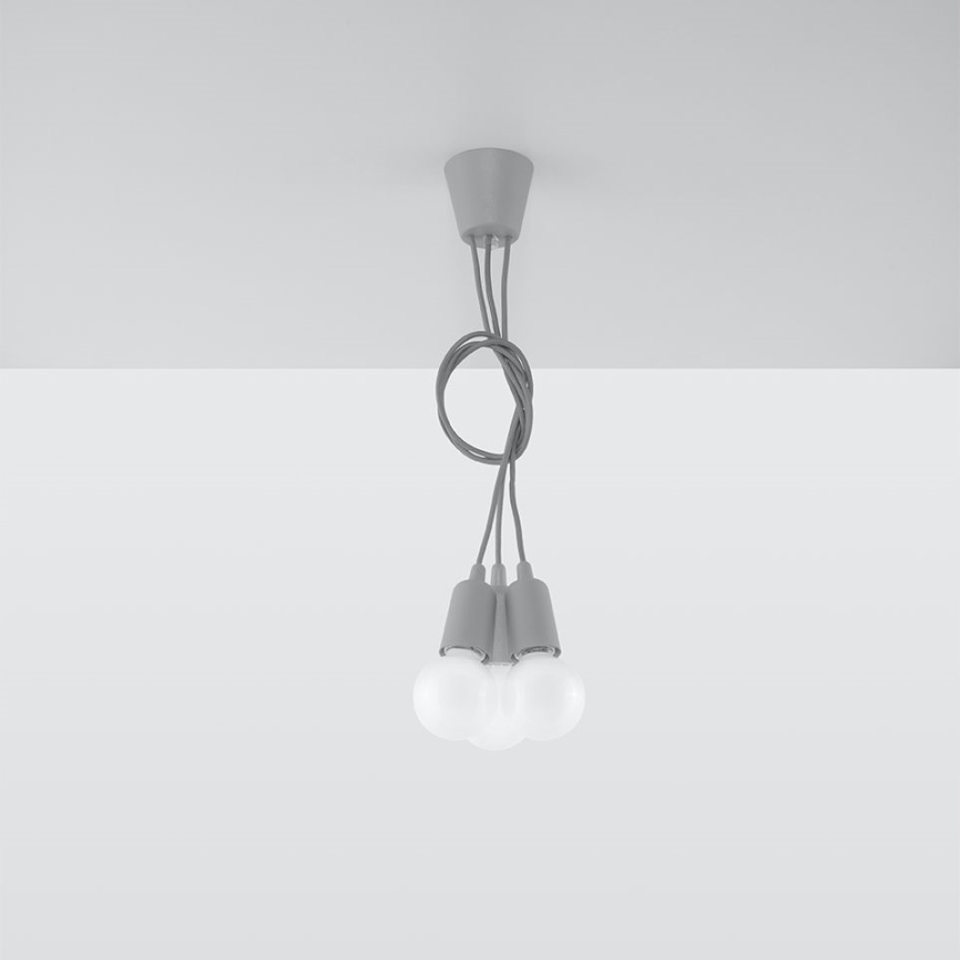 Lampadario su filo DIEGO 3xE27/60W/230V grigio