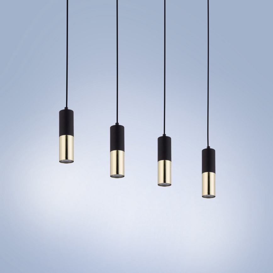 Lampadario su filo  ELIT 4xGU10/10W/230V nero