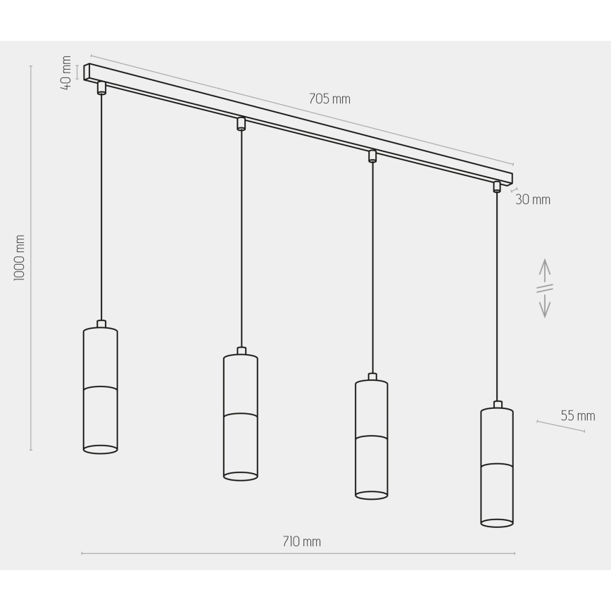 Lampadario su filo  ELIT 4xGU10/10W/230V nero