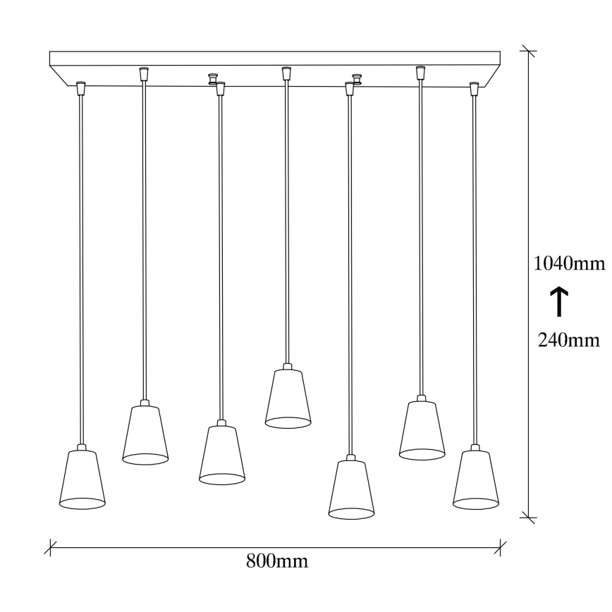 Lampadario su filo FES 7xE27/40W/230V