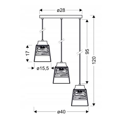 Lampadario su filo FRESNO 3xE27/60W/230V