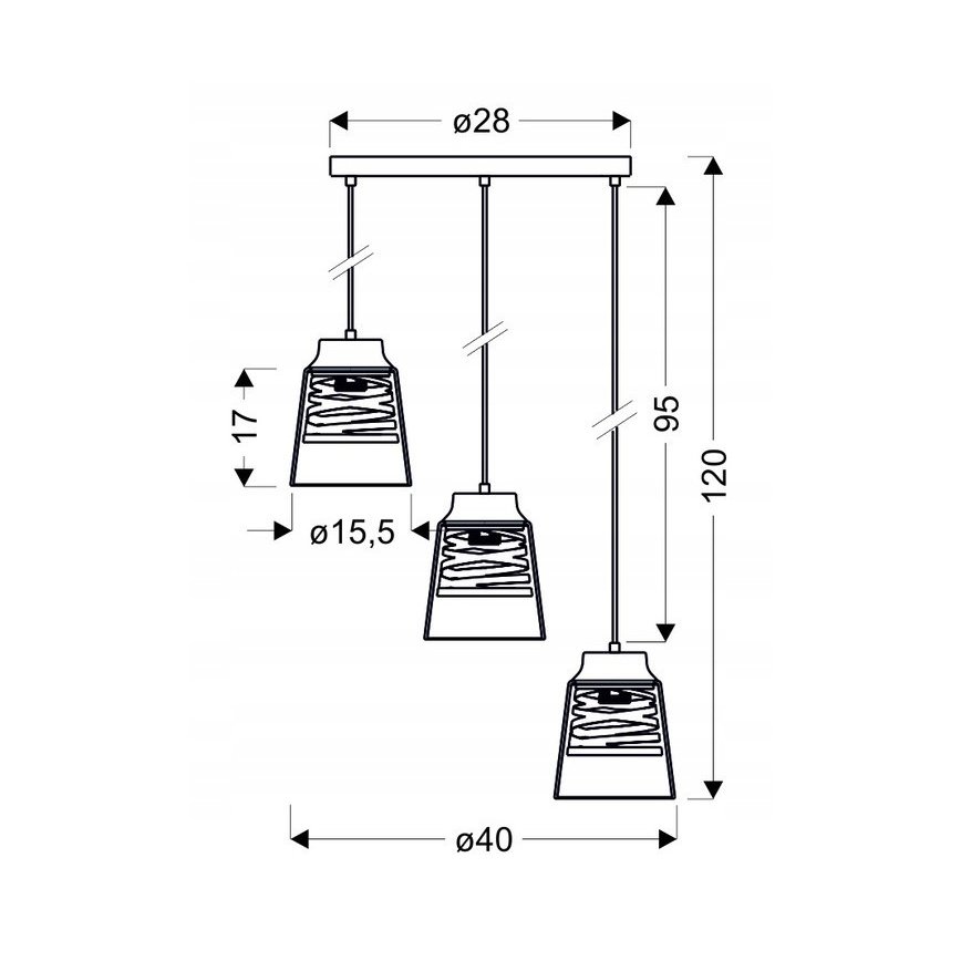 Lampadario su filo FRESNO 3xE27/60W/230V