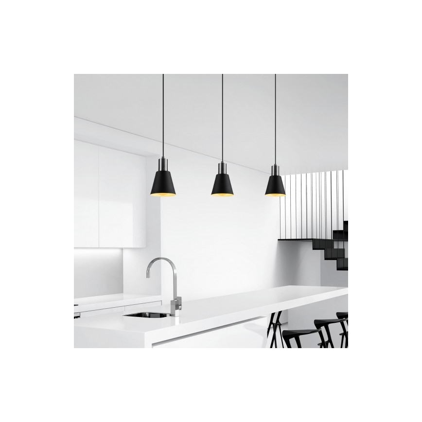 Lampadario su filo KEM 1xE27/40W/230V nero