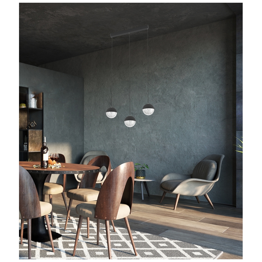 Lampadario su filo LED FURNI 3xLED/5W/230V nero