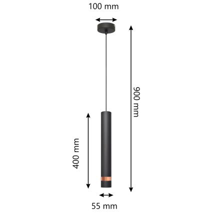 Lampadario su filo LED TUBA 1xGU10/4,8W/230V nero/rame