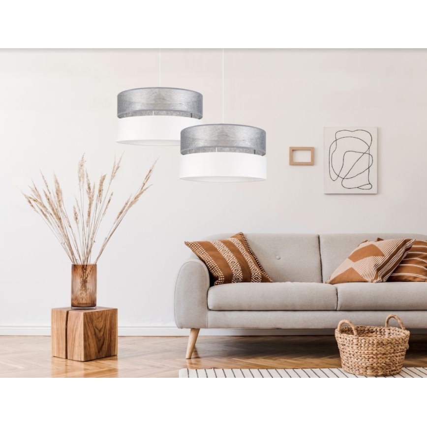 Lampadario su filo LIMA 1xE27/60W/230V argento/bianco