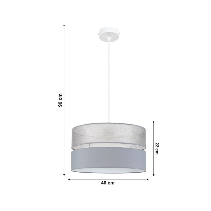 Lampadario su filo  LIMA 1xE27/60W/230V grigio