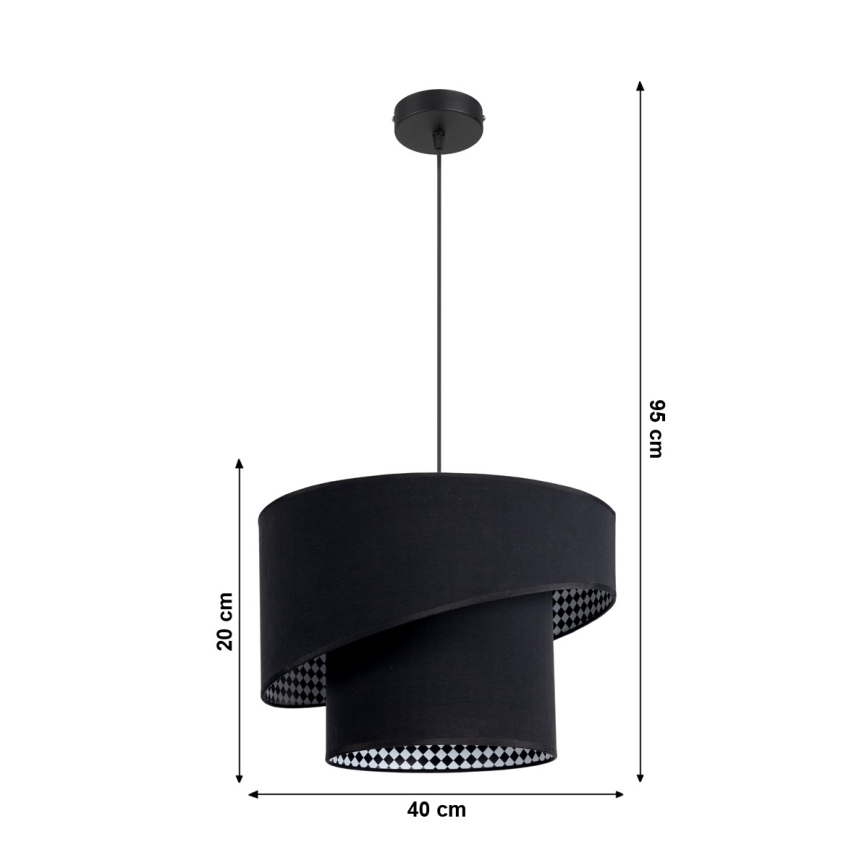 Lampadario su filo LORI 1×E27/60W/230V nero