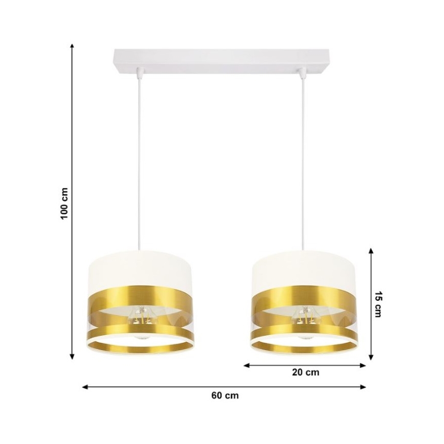 Lampadario su filo MILO 2xE27/60W/230V dorato