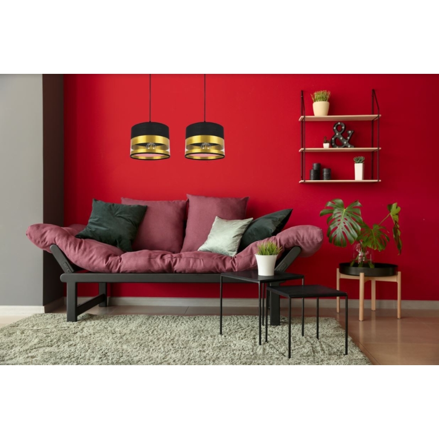 Lampadario su filo MILO 2xE27/60W/230V dorato/nero