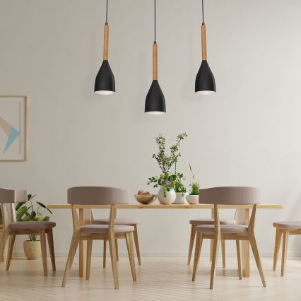 Lampadario su filo MUZA NEW 3xE27/60W/230V nero