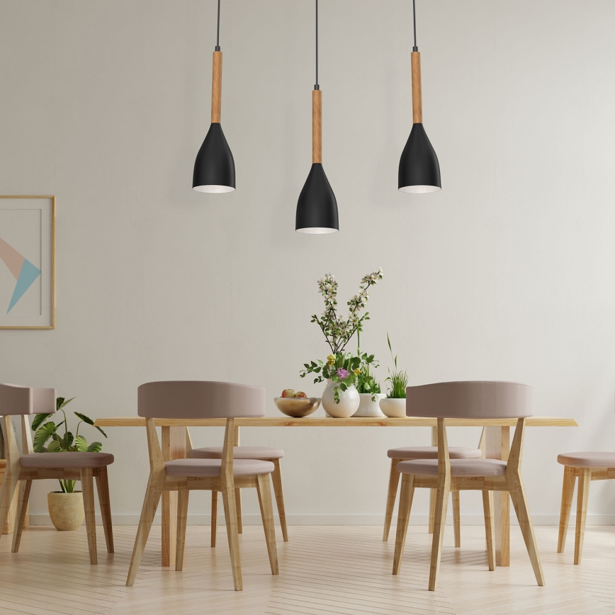 Lampadario su filo MUZA NEW 3xE27/60W/230V nero