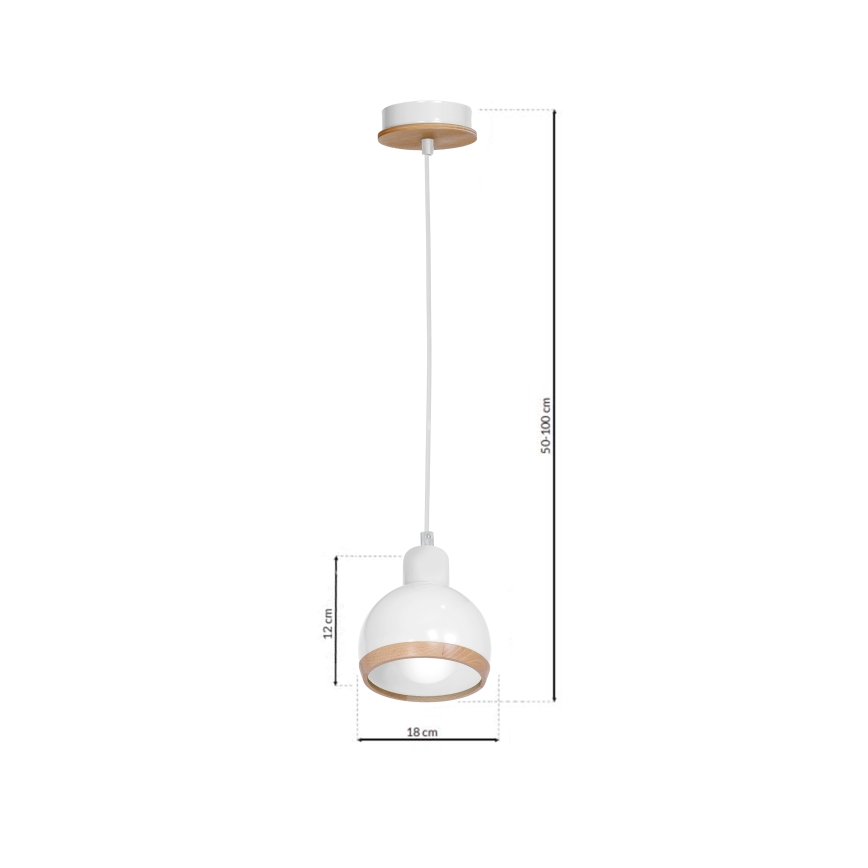 Lampadario su filo OVAL 1xE27/60W/230V bianco