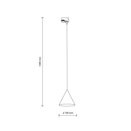 Lampadario a sospensione con filo per sistema ferroviario monofase CONO 1xE27/15W/230V nero/color mattone