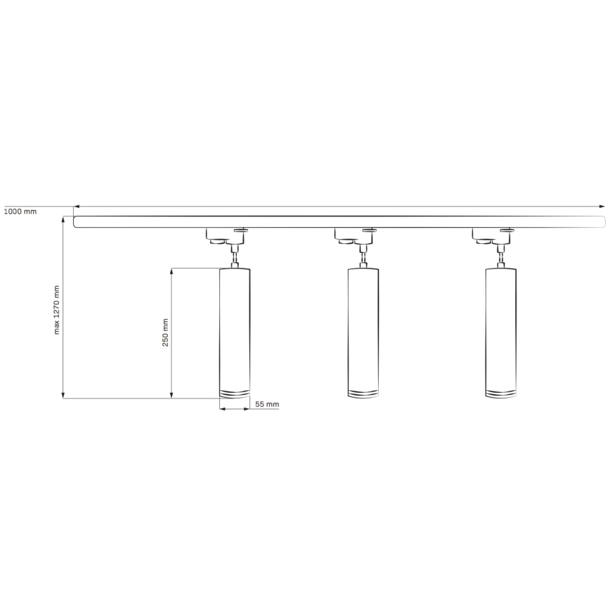 Lampadario su filo per sistema a binario PARIGI 3xGU10/10W/230V + 1 m rotaia sistema bianco
