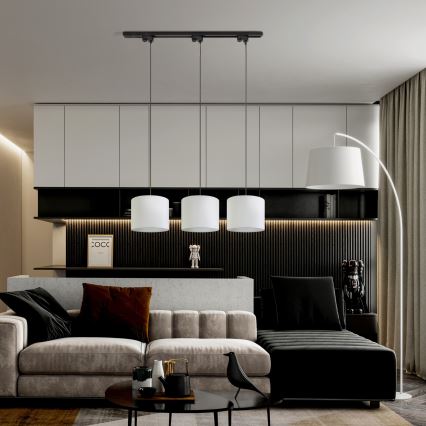Lampadario a sospensione con filo per sistema ferroviario monofase TRACER 1xE27/15W/230V diametro 20 cm nero/bianco