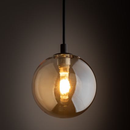 Lampadario a sospensione con filo per sistema ferroviario monofase TRACER 1xG9/8W/230V nero/fumé marrone