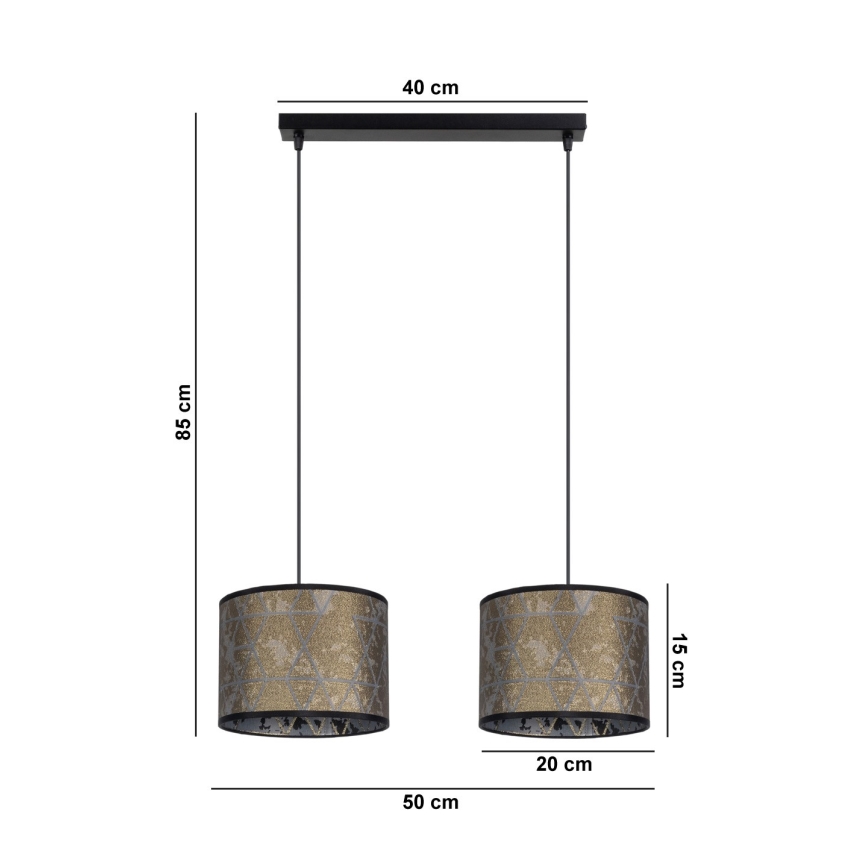 Lampadario su filo REZO 2xE27/60W/230V oro