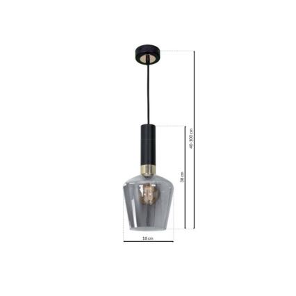 Lampadario su filo ROMA BLACK 1xE27/60W/230V