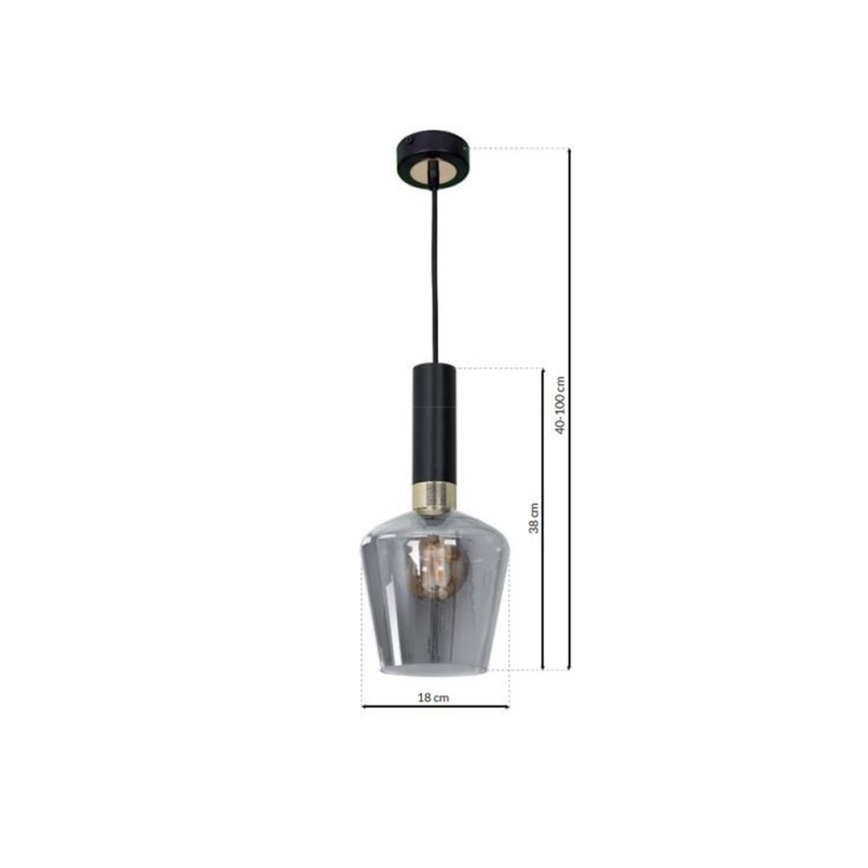 Lampadario su filo ROMA BLACK 1xE27/60W/230V