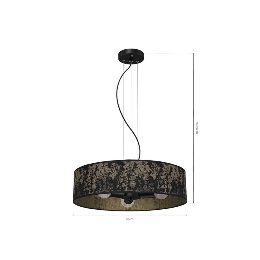 Lampadario su filo SATINO 3xE27/60W/230V oro