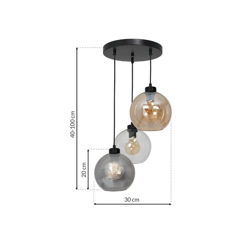 Lampadario su filo SOFIA 3xE27/60W/230V mix