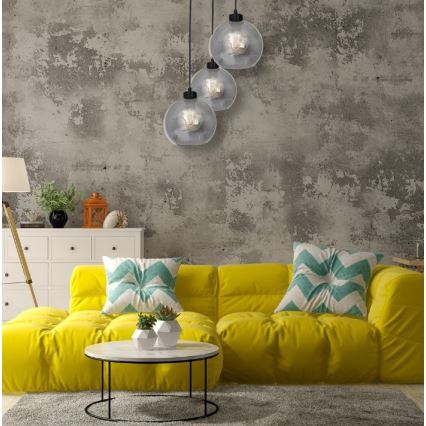 Lampadario su filo SOFIA 3xE27/60W/230V nero