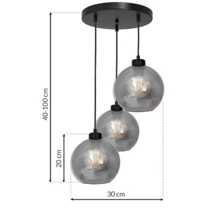 Lampadario su filo SOFIA 3xE27/60W/230V nero