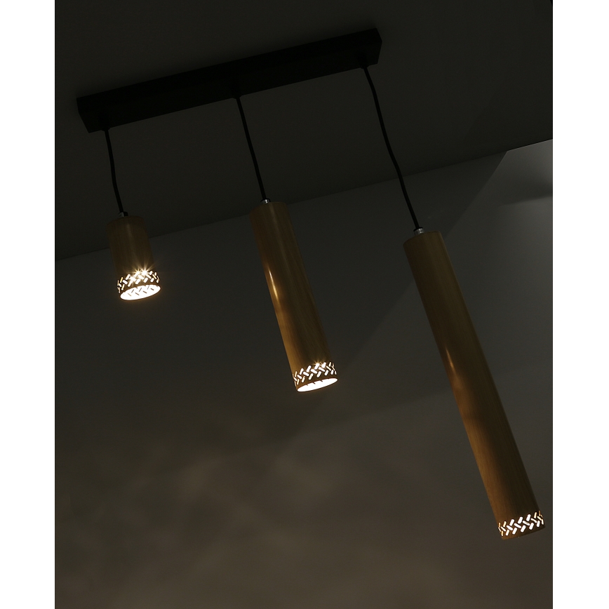 Lampadario su filo TUBO 3xGU10/25W/230V legno