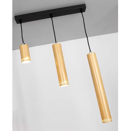 Lampadario su filo TUBO 3xGU10/25W/230V legno
