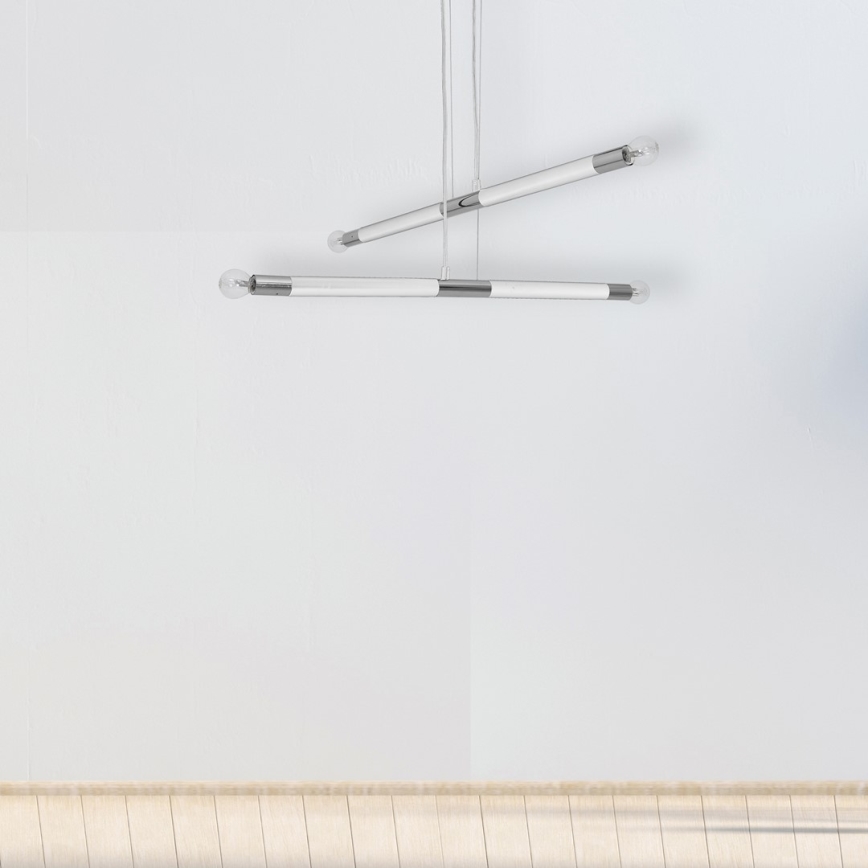Lampadario su fune BASTONE WHITE 4xE14/40W/230V