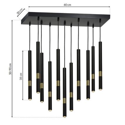 Lampadario su fune MONZA 11xG9/7W/230V