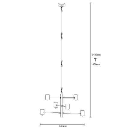 Lampadario su palo HEXA 6xE27/40W/230V