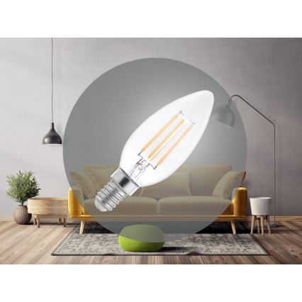 Lampadina LED a filamento C37 E14/6W/230V 4000K