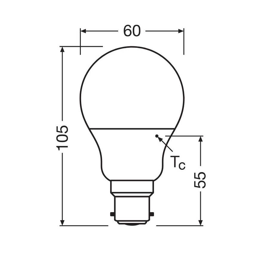Lampadina LED A60 B22d/8,5W/230V 2700K - Osram